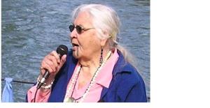 Siletz-Takelma elder  "Grandma Aggie" Baker at Willamette River blessing   